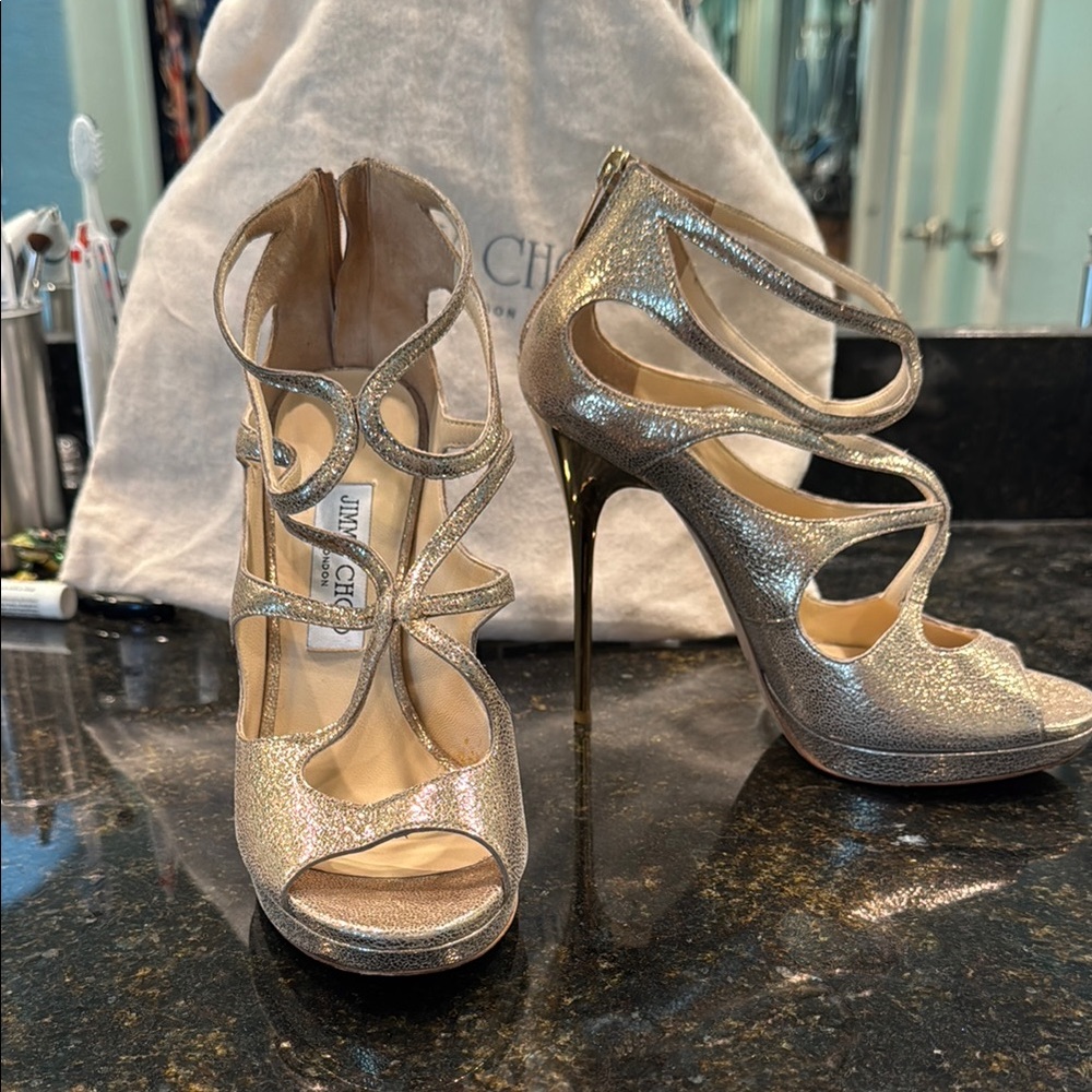 Jimmy Choo Gold Stiletto Heels
